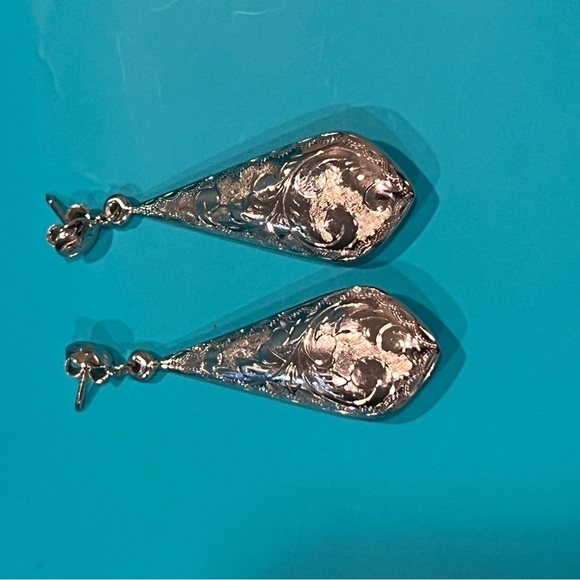 VINTAGE fashion jewelry/silver drop earrings - Picture 4 of 4